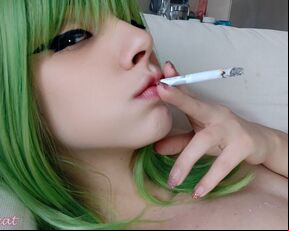 Green Anime Girl Smoking Close Up (ask me for full vid)